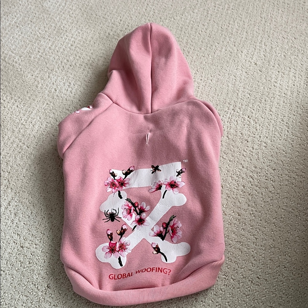 Pink Floral Dog Hoodie
